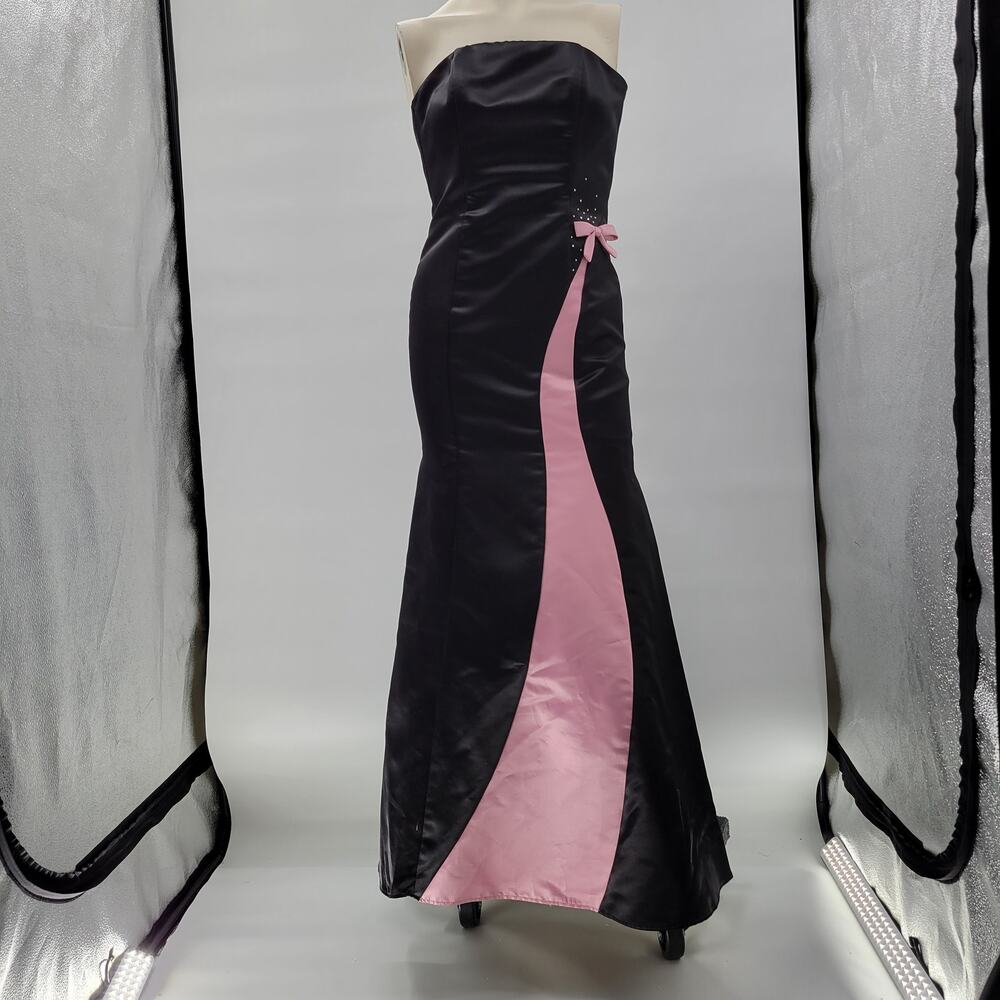 VTG Gunne Sax Jessica McClintock Gown 5/6 Black‎ Pink Satin Fairy Formal Dress